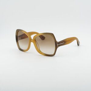 Tom Ford Jerry FT1222 41F Sunglasses Yellow Butterfly Frame, Brown Lenses